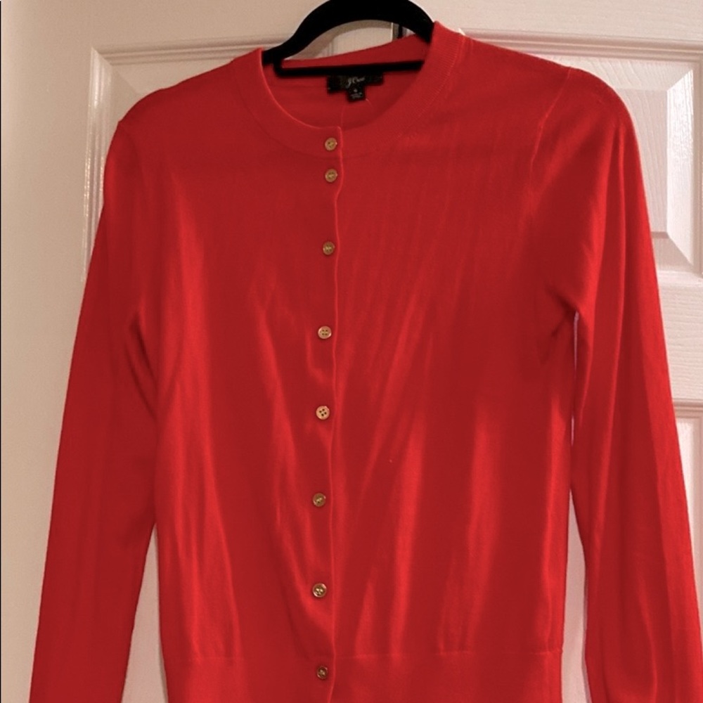 COPY - NWT J Crew  Red Crewneck sweater with gold buttons. Size S